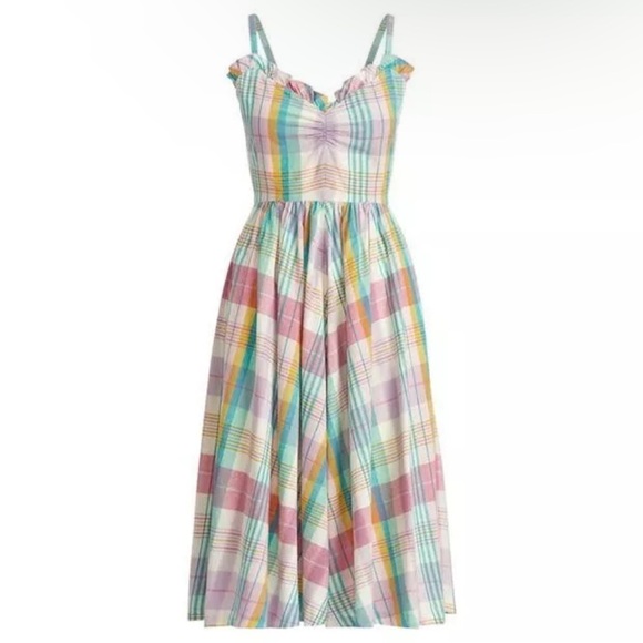 NWT $248 Polo Ralph Lauren Multicolor Madras Plaid Ruffle Midi Dress Size 14 - Picture 5 of 17